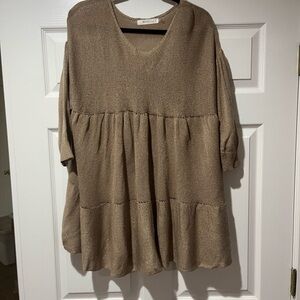 Mustard Seed Beige Textured tiered Babydoll